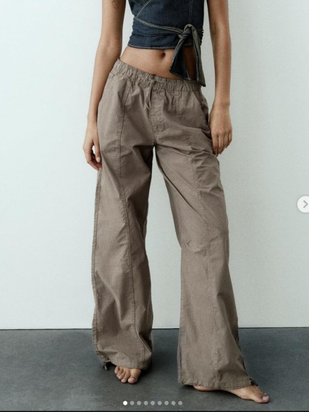 Zara Parachute Pants Size Small Khaki